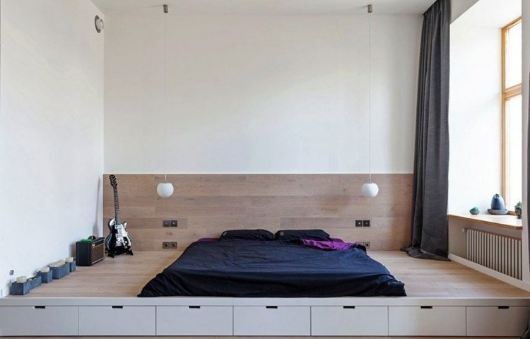 zariadiť 1 izbový byt posteľ podstavce zásuvky sedacia časť okenný záves