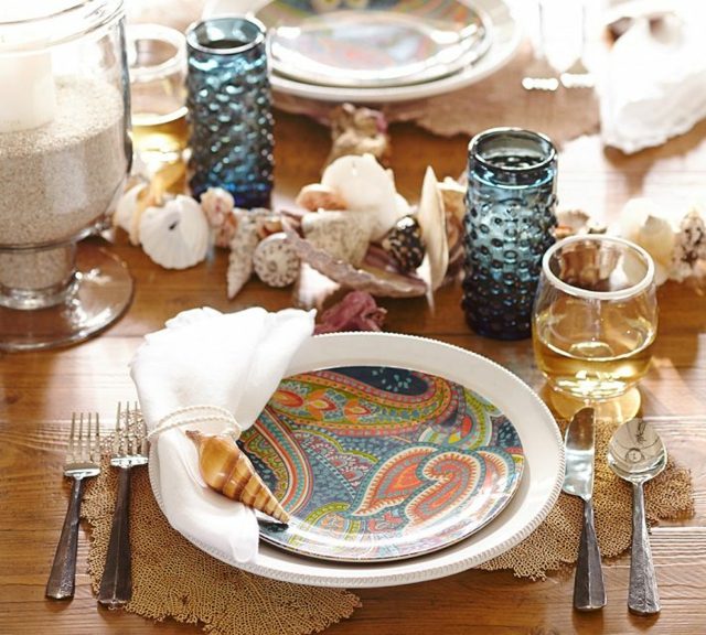 Stredomorský stôl domáce doplnky záhradný stôl, námorný štýl Bytové doplnky záhradný stôl dekorácia stola v námornom štýle