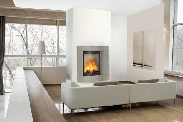 Vstavaný krb plynové kúrenie výhody domu Vykurovaniu domu prospievajú biele steny