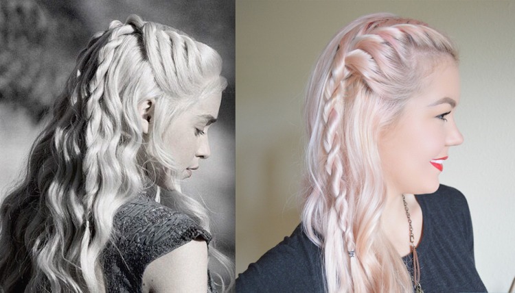 Účesy Game of Thrones Khaleesi napoly otvorený šnúrkový cop