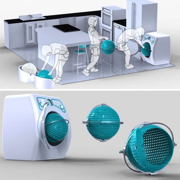 High-tech práčky budúcnosti Orbital mobilný kôš High-tech práčky budúceho orbitálneho koša