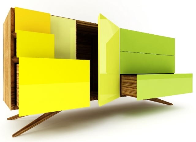 Príborník komoda ISO systém 216 lesklý citrónovo žltý lak Simon Moorhouse