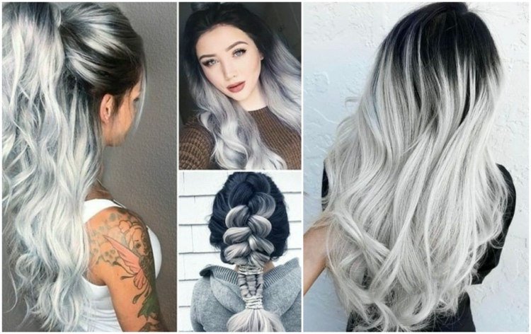 balayage z čiernej na ľadovú blond