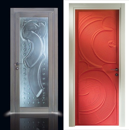 Sklenené dvere v modernom dizajne modrá