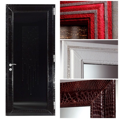 Kožené dvere do miestnosti-kamene Swarowski