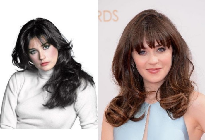 Demi Moore v 80. rokoch minulého storočia a Zooey Deschanel retro-účes-ofina-styling-demi-moore-1980