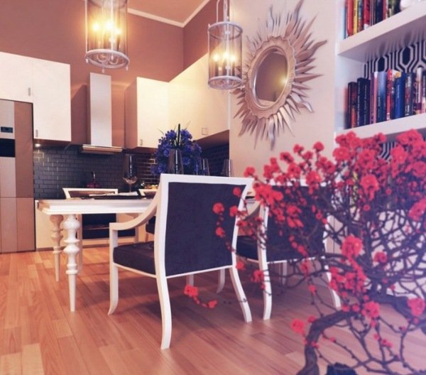 zrkadlový stôl nápady na ázijské zariadenie