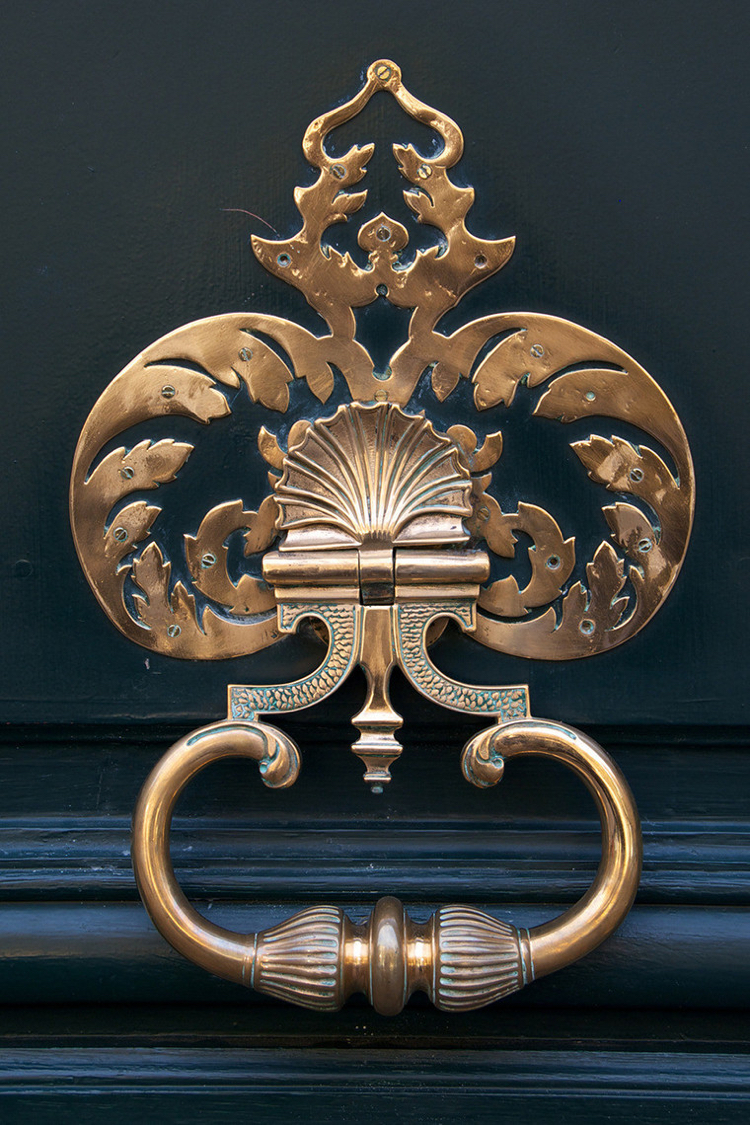 Starožitné dverové kovanie secesná paleta mosadz