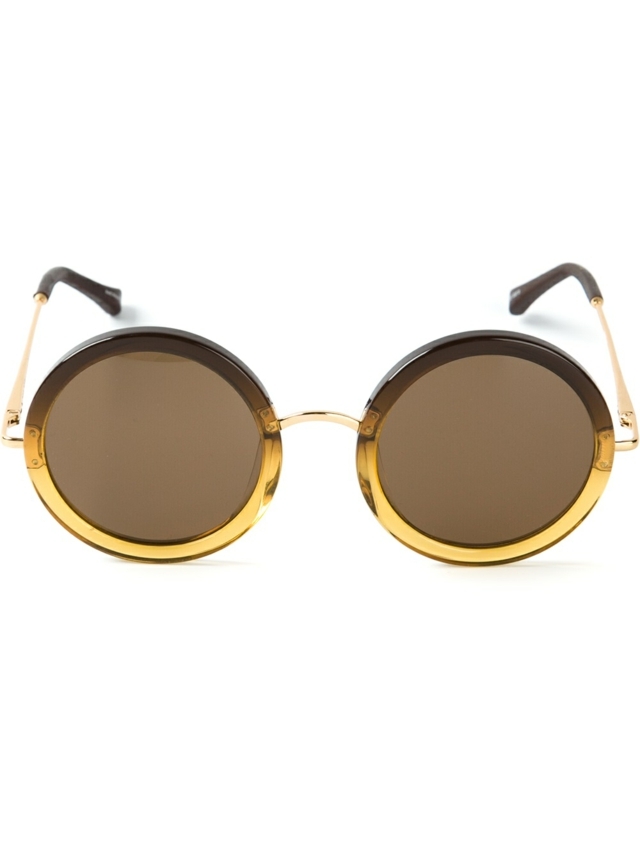 RIADOK okrúhle slnečné okuliare s jantárovou farbou Dizajnérske slnečné okuliare-čierne-chrámové koncovky-plastové a kovové