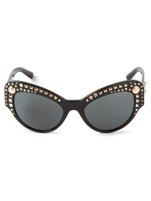 mierne oválny tvar s nitmi plastové slnečné okuliare VERSACE Slnečné okuliare v tvare mačacieho oka so zlatými nitmi