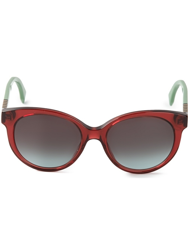 Chrámy Fendi zo svetlo zeleného plastu Rám okuliarov vyrobený z plastu v tmavo červenej farbe