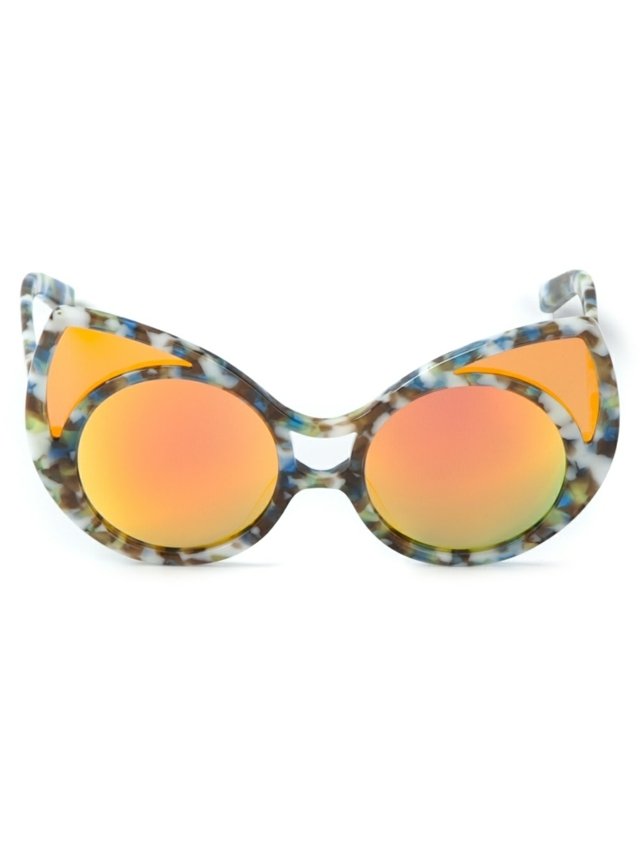 Luxusné žlté slnečné okuliare s dvojitým rámom so vzorom Slnečné okuliare-od-KHALEDA-RAJAB- & -FAHAD-ALMARZOUQ-vzor v tvare mačacieho oka