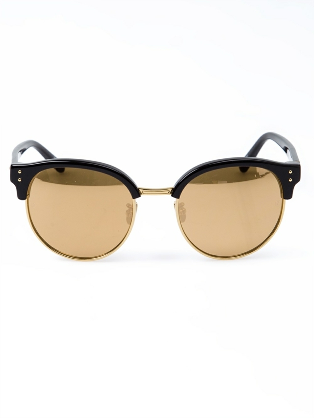 Tenký rám titánu s plastovým držiakom LINDA FARROW svetlohnedé-okuliare-rám-tmavé-chrámy-dizajnérske okuliare