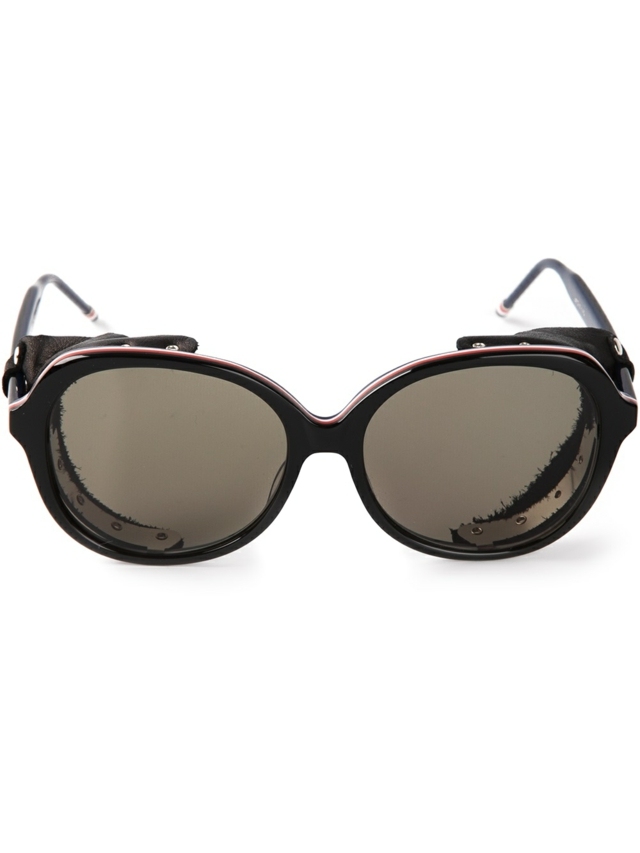 kónicky zakrivený rám okuliarov s nitmi na chrámovej zarážke THOM BROWNE extra-tieniace-bočné-tmavé-rámové-dizajnérske okuliare