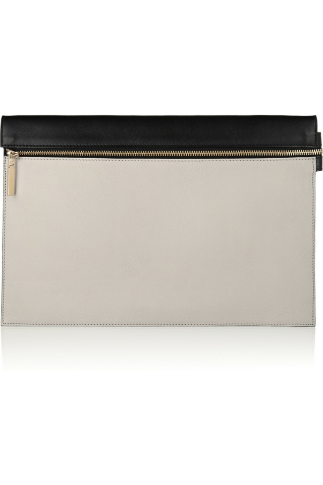 Vrecko na predlaktie v bielo čiernej farbe so zapínaním na zips VICTORIA BECKHAM Vrecko na predlaktie-so zlatým zipsom-hladká koža