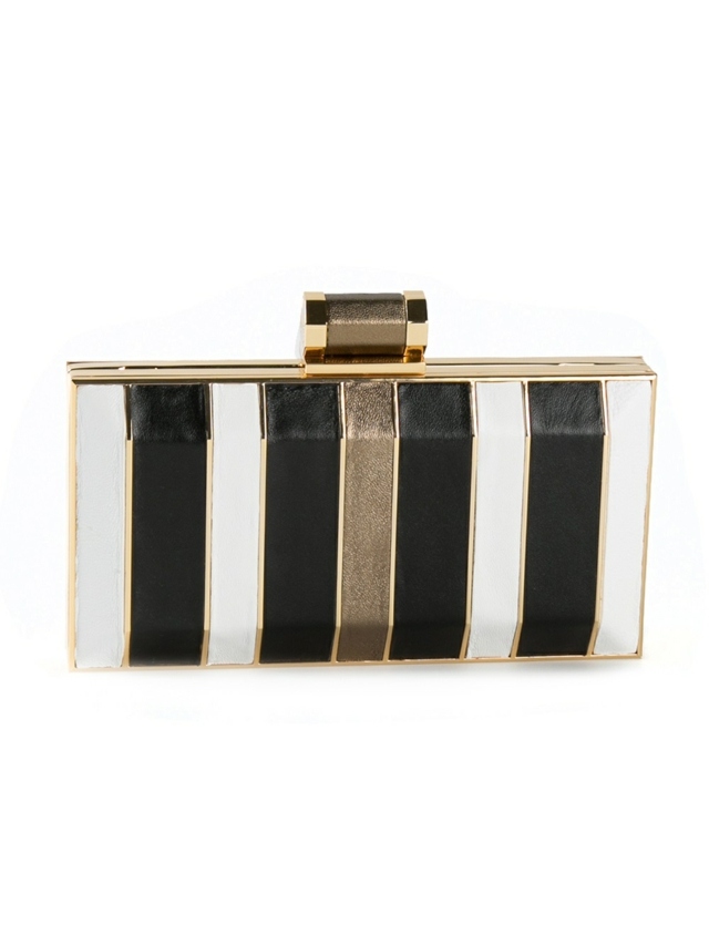 Kožené a kovové prvky obdĺžniková spojka HALSTON HERITAGE Vrecko na predlaktie kombinované z plastu a kože