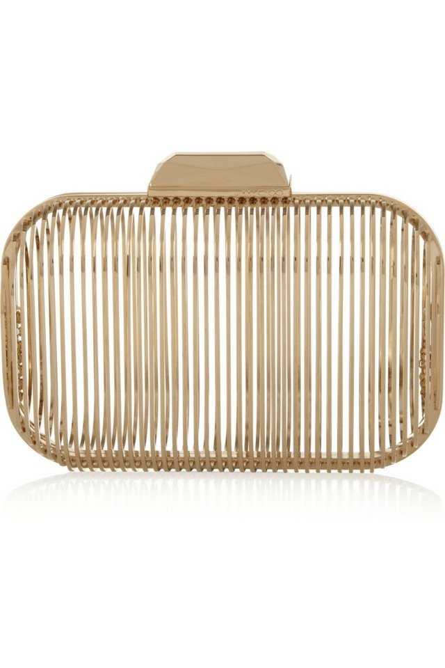 Mriežkový vzhľad spojková skriňa JIMMY CHOO Dizajnová spojková taška béžovej farby