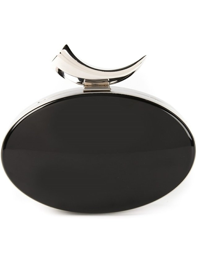 Čierna plastová spojková skrinka s kovovou rukoväťou GIUSEPPE ZANOTTI DESIGN Akrylové sklo so striebornou hranicou a klenutou rukoväťou