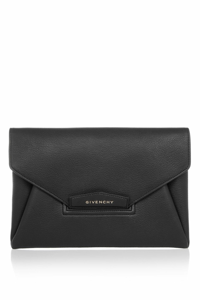 čierna pochette s klopou GIVENCHY Vrecká na predlaktie-obálka-čierna-z kože