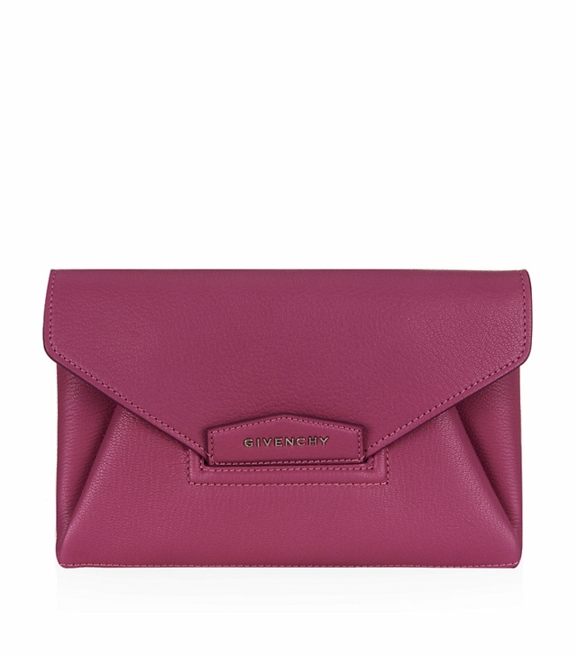 Kožená spojka z fuchsie pochette Givenchy Dizajnový tvar obálky tašky