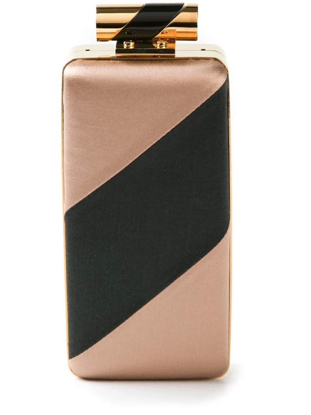 Latte macchiato color so spojkou kovovej rukoväte LANVIN Dvojfarebná dizajnérska značka spojky