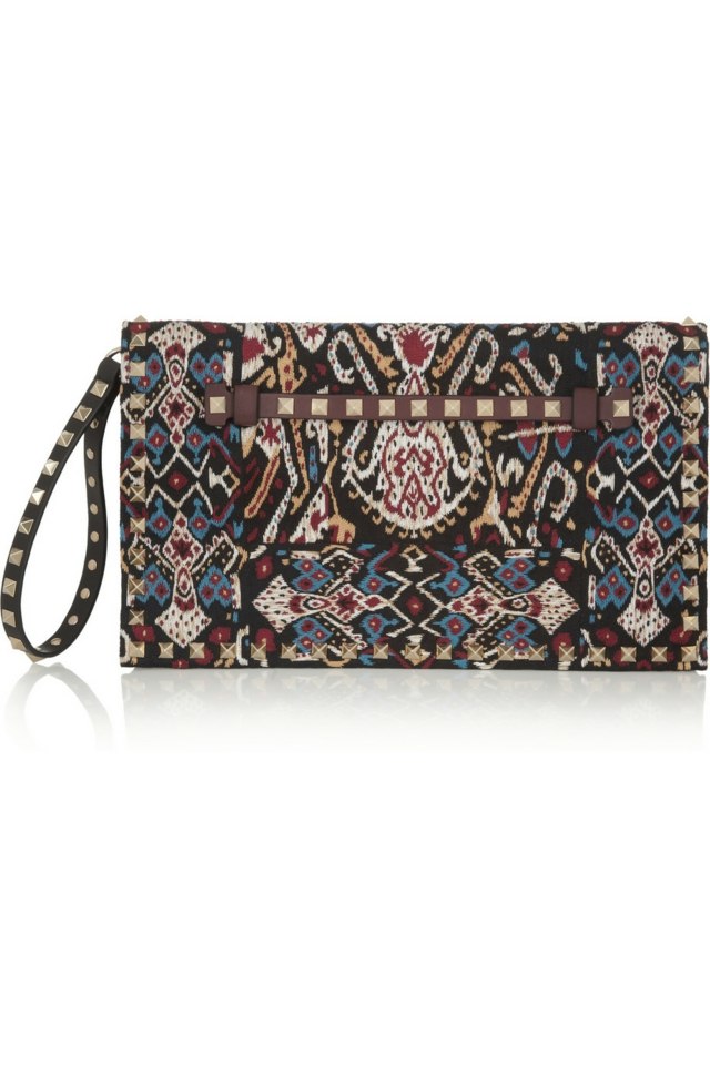 Farebná spojka v retro dizajne s figúrkami VALENTINO Vrecko na predlaktie s farebnou potlačou a držadlom