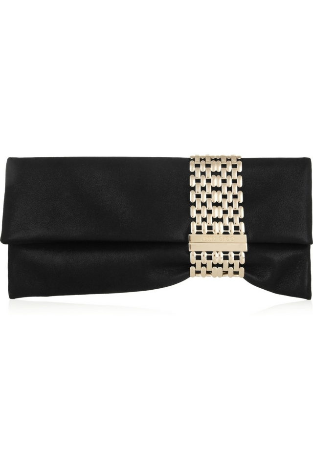 čierna semišová taška s náramkom ako zapínaním JIMMY CHOO Vrecko na predlaktie-podlhovasté-s-logom-a-široké-kovový náramok