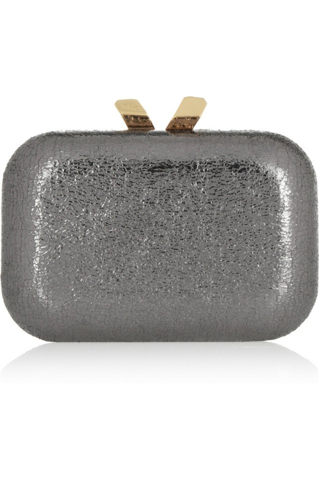 Taupe farba kože s lesklou spojkou box KOTUR krátky-anténa-ako-zapínanie-lesk-koža-vzhľad