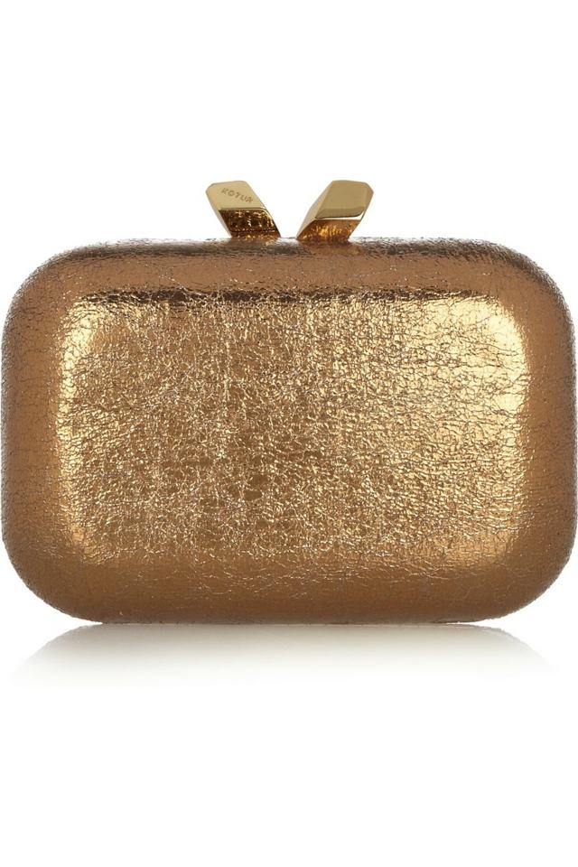 Spojková skrinka z bronzovej kože KOTUR Lesklá spojková skriňa z kovovej kože s dvoma krátkymi anténami ako zámok