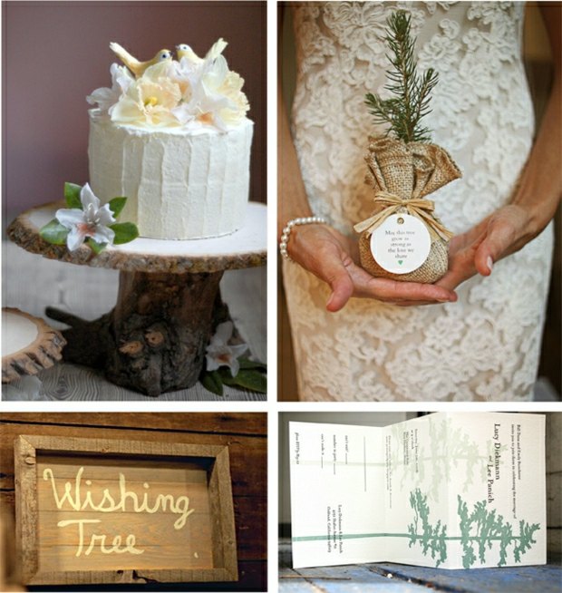 Nápady na výzdobu stola na svadobnú tortu Kmeň stromu Sladkosti Nápady na dekoráciu stolu Spiesekarte Kmeňová doska