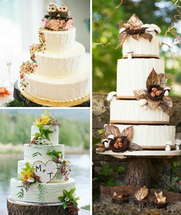 Vidiecky plán svadobnej torty sovy kvety strom Sovy pre torty optika stromov kvety