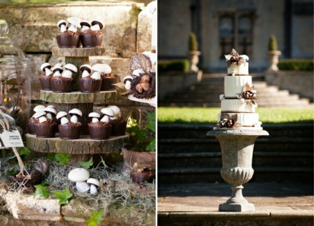 Optika mušlí na svadobnú tortu Sladkosti mušle optika sušienky svadba vonku