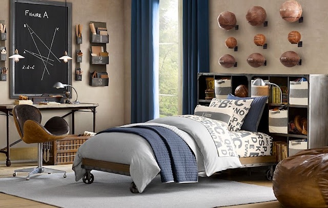 priemyselno-šik-detská izba-nápady-pre-športových nadšencov-mužské