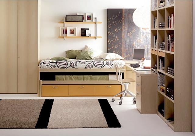 moderný-teenager-izba-zariadenie-nápady-jednoduchý-dizajn-posteľ-úložný priestor