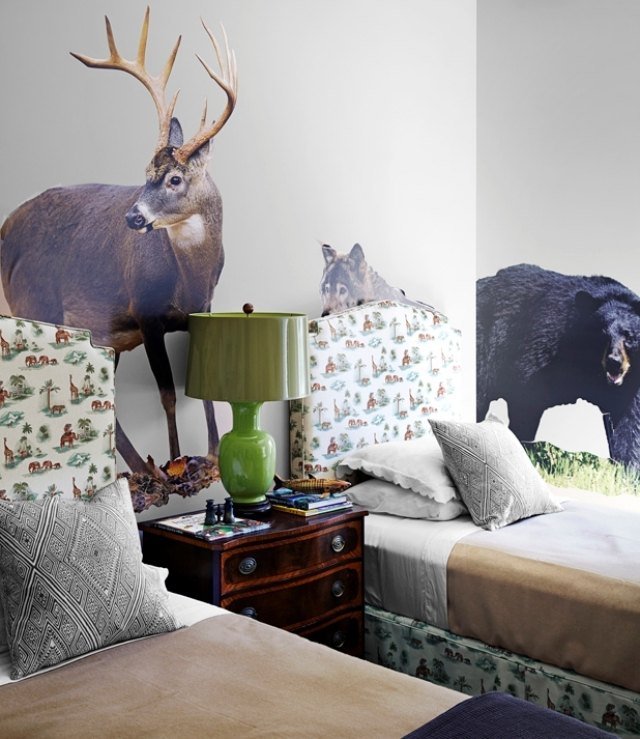deko-vinobranie-izba-pre-deti-samolepky na stenu-foto-realisticky-jelen-medved