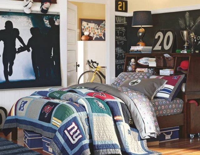 Bytový textil-detské izby-izby-mládeže-pre-chlapcov-športovcov-bývanie-nápady