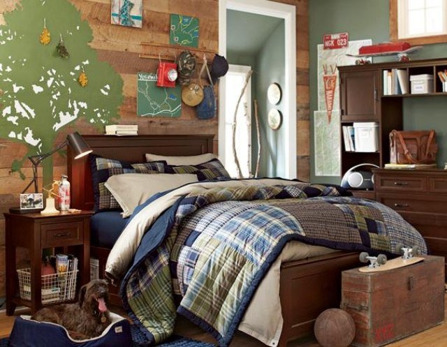 násťročná izba-nápady-tapeta-na stenu-dekorácia-dreva-šablóna na strom