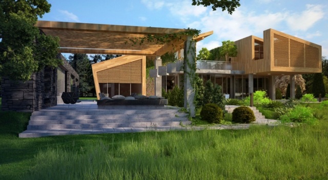 Príklady návrhu, obrázky, kríky, okrasné trávy, posedenie