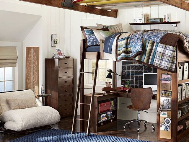 Relaxačný nábytok-kreslo-čalúnenie-detská izba-pre-teen-chlapca-poschodová posteľ-vysoká