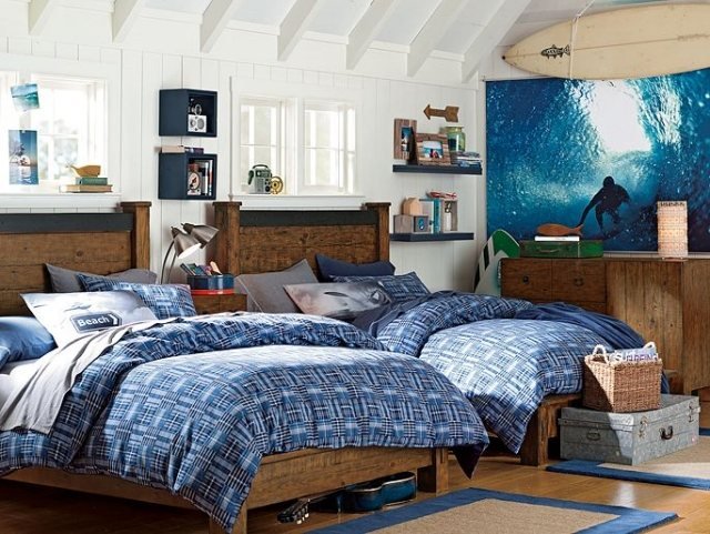 Surf-motto-izba-pre-deti-interiér-nápady-pre-chlapcov-izba-stena-dekoracia-obrázky