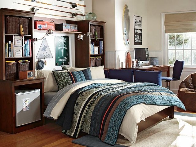 zariadenie izby pre mládež-nápady-nápady-chlapci-jazdec-motív-skriňa-drevo