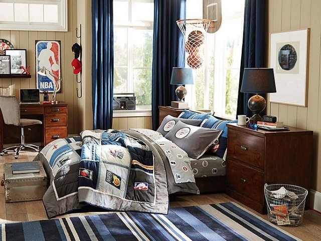 basketbal-zariadenie-detskej izby-pruhy-vzor-koberca-moderny