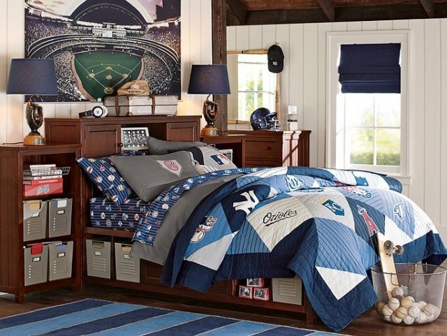 Detská izba-domov-nápady-nástenná maľba-baseballové ihrisko-dekorácie-šport