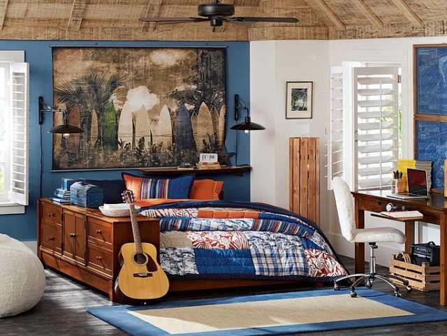 surf-wall-design-škôlka-teen-chlapci-nadšení pre šport