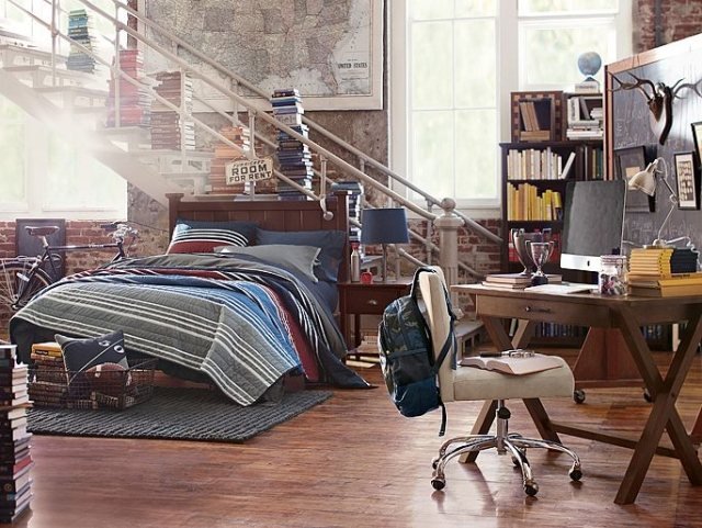 loft-boy-room-žid-room-design-interiér-schody-písací stôl-stolička-rolky