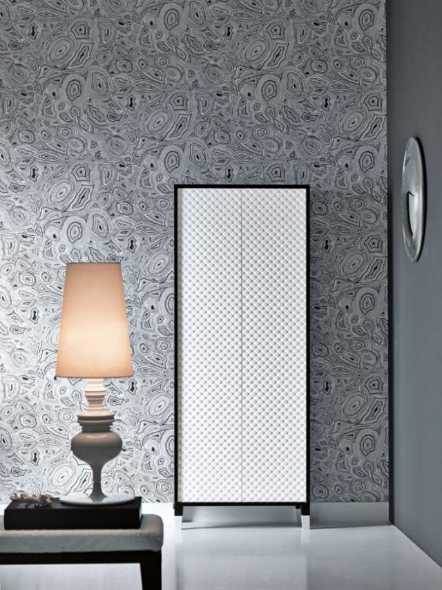 šatníková skriňa biela úzke capitonned fronty COCO falper Design nápady na šatník biele predné diely s veľkými písmenami COCO falper Design