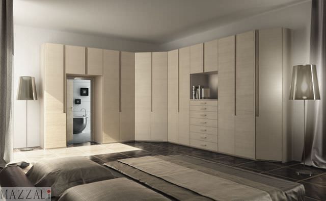 moderný dizajn rohovej šatníkovej skrine svetlé drevo REGOLO mazzali nápady na moderný rohový šatník svetlé drevo REGOLO mazzali