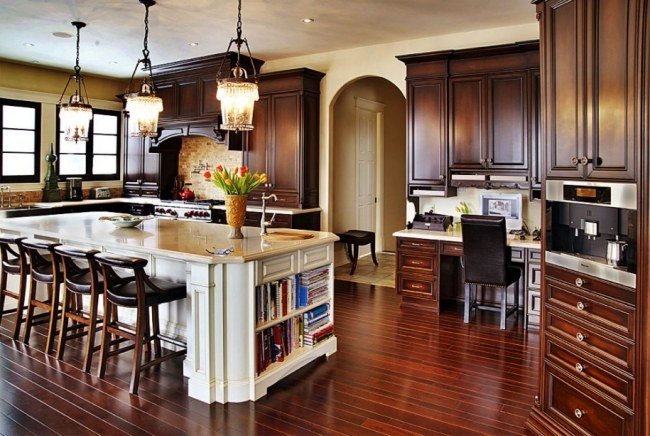 nápady na drevenú podlahovú stoličku pre tradičný kuchynský ostrov