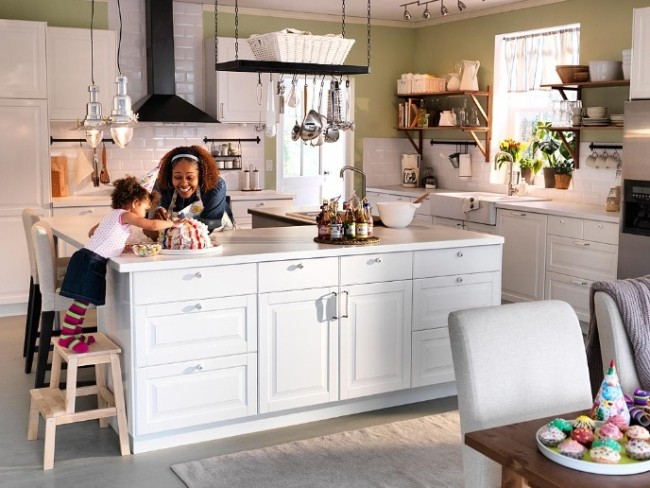 nápady modelov bieleho ikea pre návrhy kuchynských ostrovov tradične