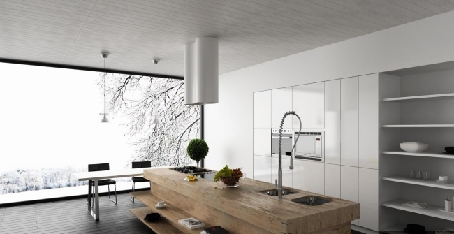 prírodné drevo svetlé nápady pre dizajnérsky kuchynský ostrov moderný štýl